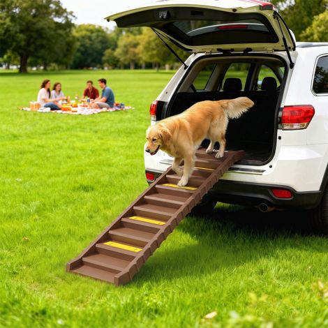 Rampe pliable pour voiture, escalier pour chien à 10 marches, surface antidérapante, 154 x 40 cm, pour chiens de taille moyenne jusqu'à 68 kg (1/5)