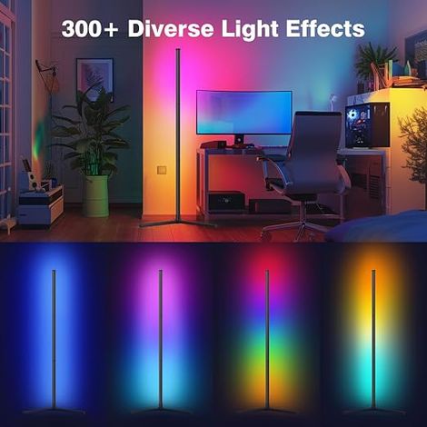 Floor Lamp Living Room, RGBIC 130 cm LED Floor Lamp, Black (1/4)