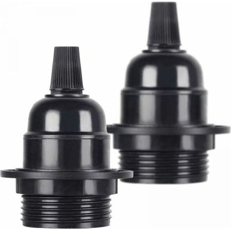 Douille E27 - Support Lampe Pendentif Noir en Bakélite - Filetée avec Presse-Étoupes - Compatible Ampoules LED Halogène et Économie d'Énergie - 1 Pièce