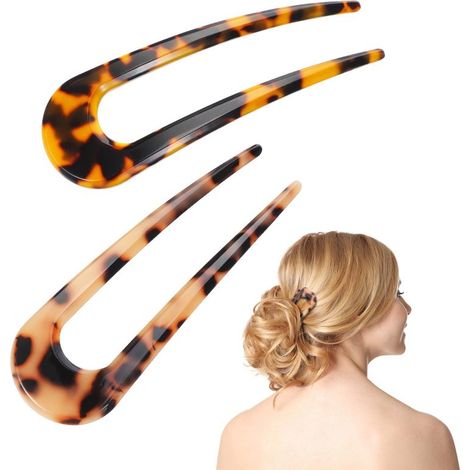 Juego de 2 horquillas marrones con estampado de leopardo para mujer. (1/5)