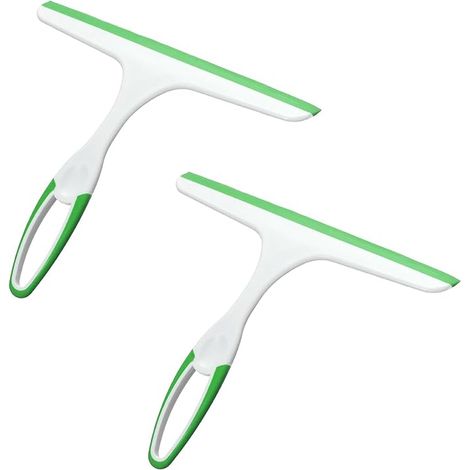 Lot de 2 grattoirs en verre vert, grattoir de douche à colle souple, grattoir de nettoyage pour vitres, convient pour verre, miroir (1/5)