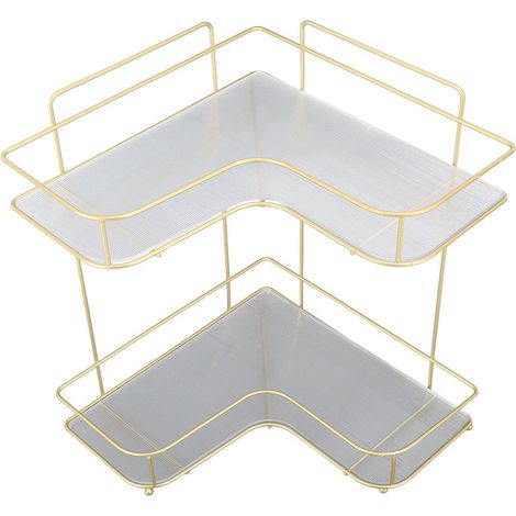 Organisateur d'angle en acrylique et fer pour salle de bain, étagère de rangement double couche grande capacité pour toilettes, cuisine ou comptoir. (1/5)