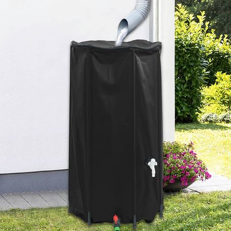 Réservoir d'eau de pluie pliable 100 L en PVC noir avec robinet et tuyaux d'arrosage - PANGIVO (1/5)