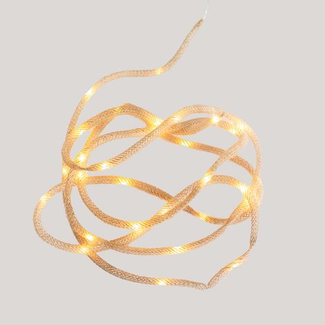 Luci di Natale LIA. Realizzate in fibre naturali. Lunghezza 440 cm e luce LED calda. Prodotte in Spagna (1/5)