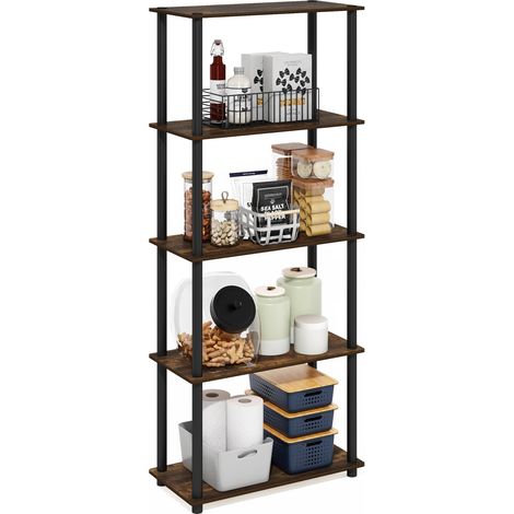 Étagères De Rangement, Étagère À 5 Niveaux, d'angle, Ouvertes sans Outil, pour L'Organisation Et Le Salon, Garage, Bureau Domicile, Pin Ambré (1/5)