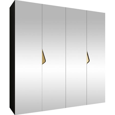 Armario Hartford 630, Negro, 202x200x52cm, Puertas de armario: Con bisagras, Número de estantes: 0 (1/5)