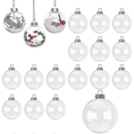 Boules de Noël transparentes, boules en plastique à remplir, boules transparentes pour sapin de Noël, boules transparentes rechargeables, pour la décoration du sapin de Noël et des fêtes (1/5)