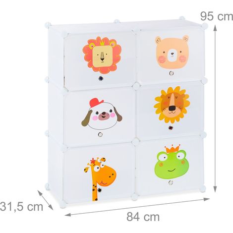 Scarpiera a incastro multifunzionale per bambini 12 scomparti 75 x 30 x 30 cm in plastica bianca 130007264