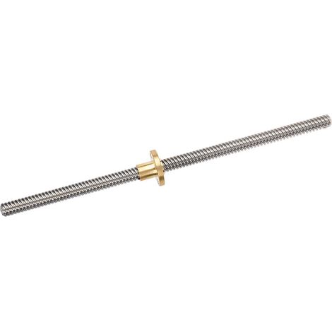 Vis-mère trapézoïdale T8 8 mm en acier inoxydable avec écrou en laiton pour imprimante 3D 300 mm