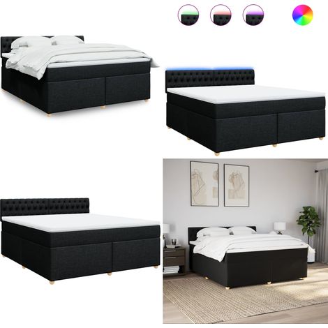 vidaXL Sommier à lattes de lit avec matelas Noir 180x200 cm Tissu (1/5)