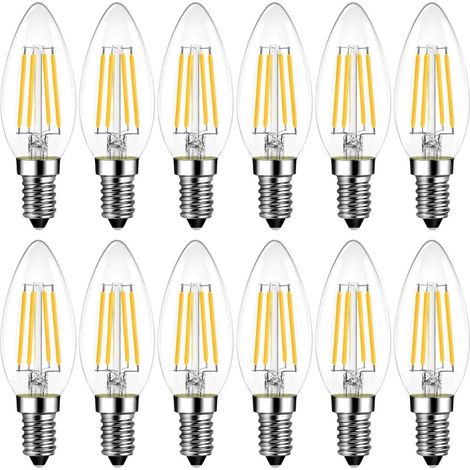 ORION91oficial® - Pack X 10 Bombilla LED C35 E14, Vela Filamento 6w (=40w) 470lm Blanco Cálido 2700k 25000h, Foco, Iluminación, Aplique, Lámpara, Bombilla, - spaziOrion91