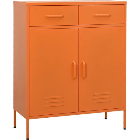 Armario de almacenamiento naranja de 80 x 35 x 101,5 cm con cajones extraíbles diseño moderno acero naranja 020046847 (1/5)