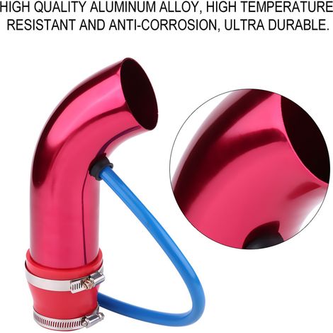 Kit entrée d'air froid universel voiture tuyau tube flexible système filtre 76 mm/3 pouces rouge (1/5)