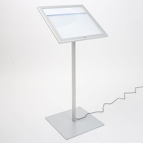 Espositore a Leggio con Piantana 50,5x47,7x2,3 cm in Alluminio con Led Porta Menù Silver (1/5)