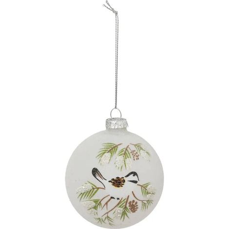 Paris Prix - Boule De Noël En Verre oiseau 8cm Blanc