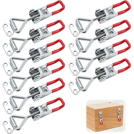 10 Pièces Loquets Bascule Robustes – Loquet Levier Fer Galvanisé – Verrou Rapide Horizontal avec Boucle Réglable – Pour Portes, Caisses et Meubles – Fixation Angle Style Boulon (1/5)