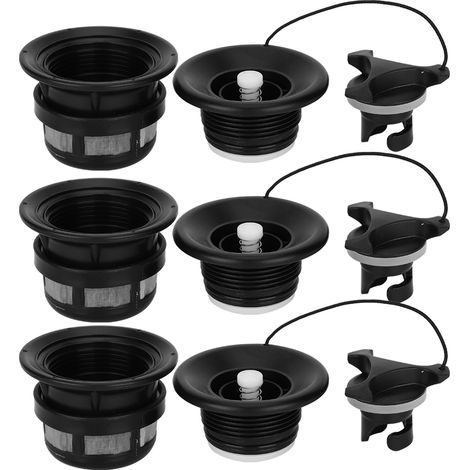 3 Pièces Valve de Sécurité avec Filtre pour Tente Gonflable, Bateau, Kayak, Noir (1/5)