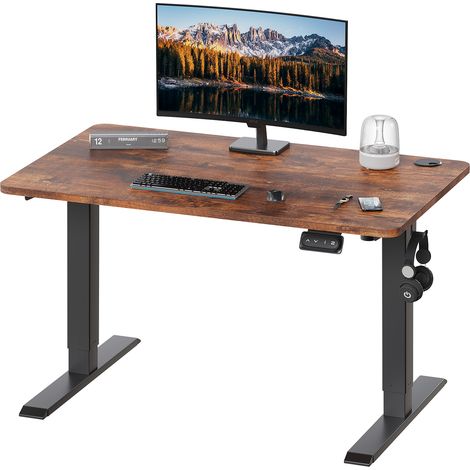 Devoko – Table élévatrice de bureau réglable en hauteur – Capacité de charge 70 kg – Fonction mémoire 2 niveaux – Planche épissée 100 cm – Moteur silencieux (1/5)