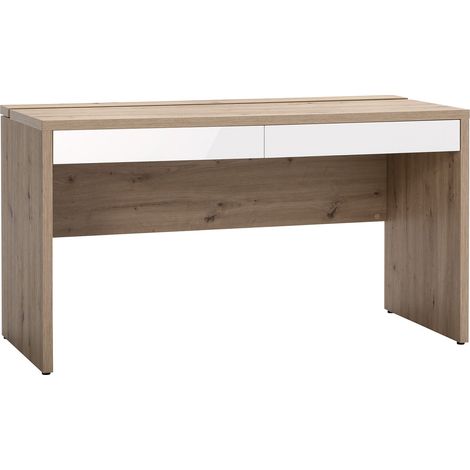 Scrivania con 2 cassetti Rovere e Bianco laccato da ufficio 140 cm "Made in Italy" -Scrivania (1/4)