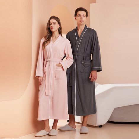 Bata de baño，Altura recomendada: 175，185 cm，Peso recomendado: 75，100 kg，Bata de baño unisex de felpa，Ropa de estar por casa (1/5)