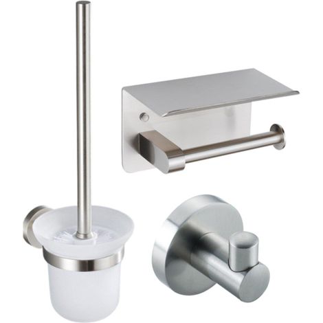 Fortifura Calvi - porte-rouleau de toilette - avec plateau - Acier inoxydable brossé PVD (inox) (1/5)