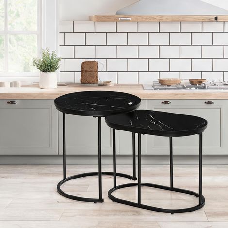 SunJet Table basse, table de salon, Lot de 2 basses gigognes ovales - Réf. WB9QW882BTZO (1/5)