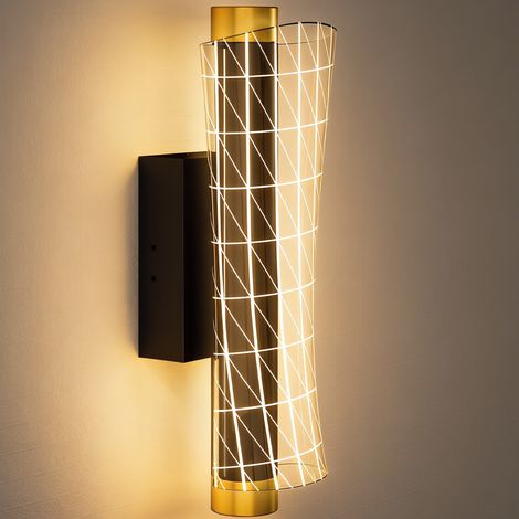 Wandleuchte Innen Wandlampe mit LED Lichte, Gitterdesign, Dimmbar Nachttischlampe Metall, Schwarz (1/5)