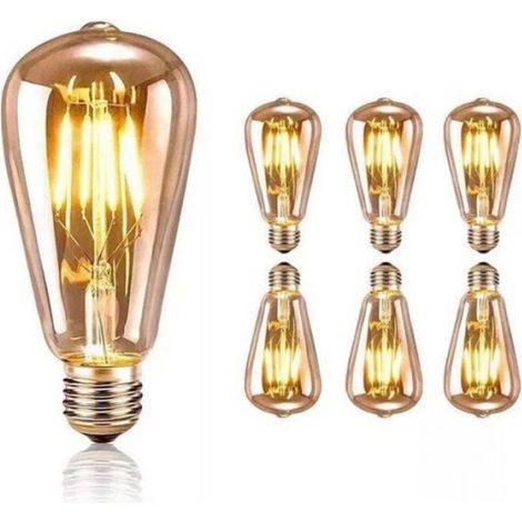 Lot de 6 Ampoule LED Vintage Edison Style Retro 4W E27 Antique Lampe décorative Blanc Chaud 2200K - 6 Pièces (1/4)