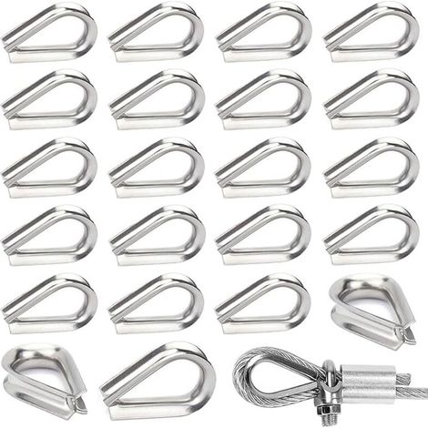 30 Pièces M6 Cosses de Câble Métallique en Acier Inoxydable 304 Cosse Coeur pour Cable Acier pour Câble Métallique 6mm