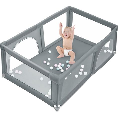 Yongqing – Parc bébé 180x120cm – 50 balles incluses – Base antidérapante – Filet respirant – Facile à nettoyer – Pour intérieur et extérieur (1/5)