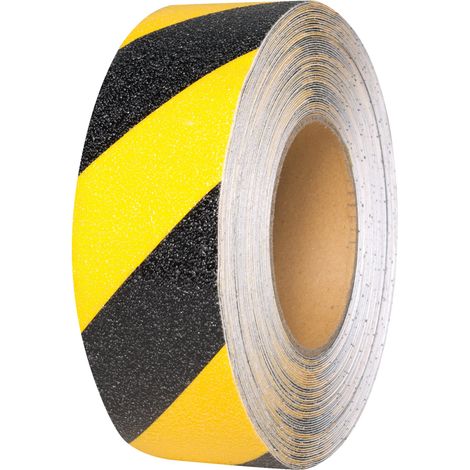 Moravia Antirutsch-Belag gelb/schwarz selbstklebend auf Rolle 50 mm x 18,3 m (1/4)