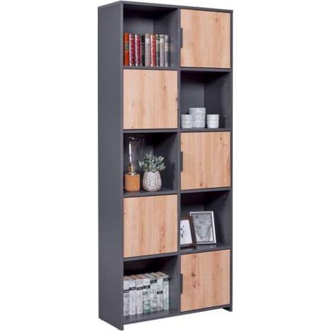 Libreria Pepeto 5T in laminato Grigio Artisan 77 x 30 x 185 cm (1/5)