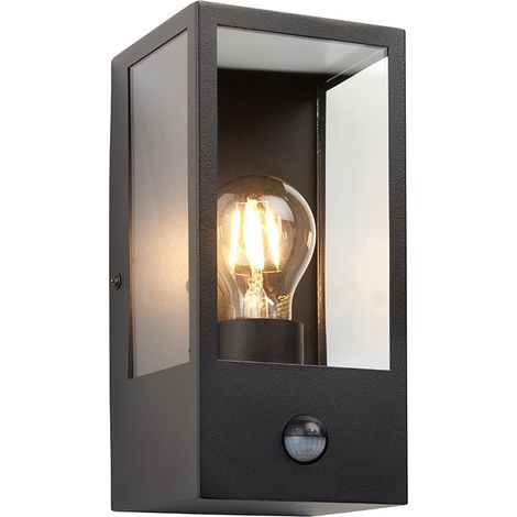 Applique de jardin détécteur Oxford Acier inoxydable,verre Noir mat,verre Transparent 1 ampoule 12,7cm (1/5)
