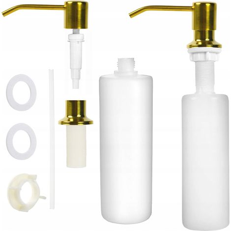 Dispensador de jabón líquido de encimera color dorado para fregadero de cocina y baño, 350 ml. (1/5)