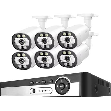 Sicherheitskamerasystem, 5MP Auflösung, KI-Menschenerkennung, 8CH NVR 6 Kameras, Kein integrierter HDD (1/2)