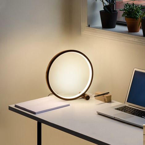 Lampe De Chevet LED De Table Anneau Tactile Intensite Variable - Lumiere Chevet Chambre 3 Couleurs Dimmable 10 Luminosite Design Cercle Moderne - Noir (1/5)