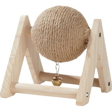 Jouets pour Animaux, Lapin Sisal Griffe Balle Lapin Grattoir avec Boule Canapé Protecteur Support en Bois Portable avec Cloche Lapin Scratch Jouet Balle pour Chats, Chinchillas (1/5)