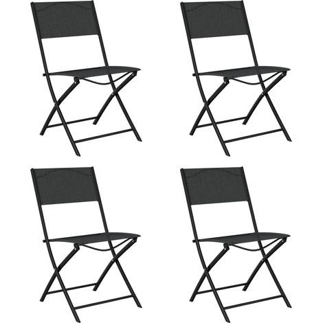 Lot de 4 Chaises de jardin pliables - Chaise d'extérieur pour terrasse/jardin Noir Acier et textilène BV170556 - BonneVie (1/5)