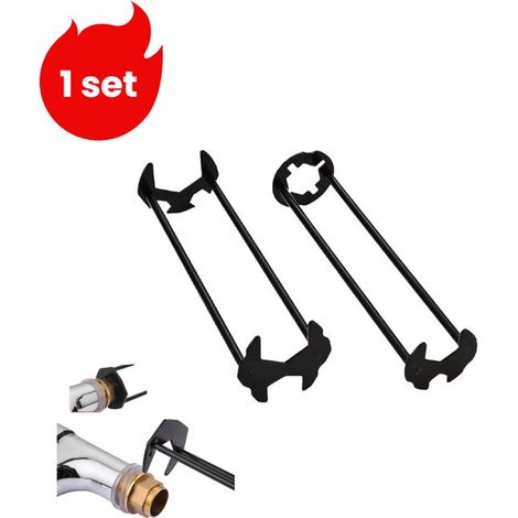 1 juego, Llave multifuncional para baño, Llave para lavabo, Negra (1/5)