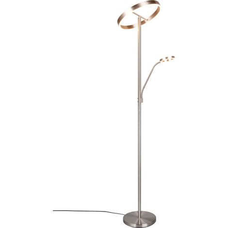 Lampada da terra LED c/lampada lettura, metallo, nichel opaco, H 180 cm, Willis (1/5)