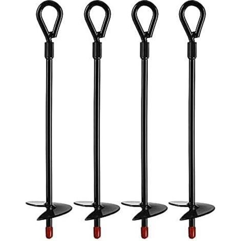 Ancrage Au Sol, Abris Robustes pour Tarières de 38cm, Ancrage Au Sol pour Trampoline (4 pcs)-