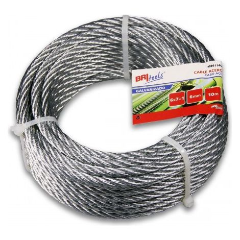 CABLE ACERO SIRGA 6X7+1 - 6MM ACERO GALVANIZADO - BRINOX