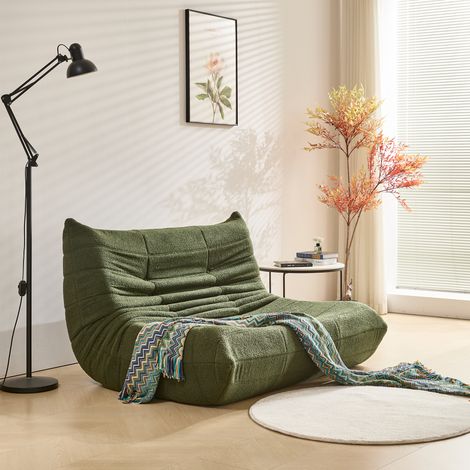 Sitzsack-Sofas Teddy-Stoff Grün 149x114x82 cm 2-Sitzer ergonomisch MIVRY