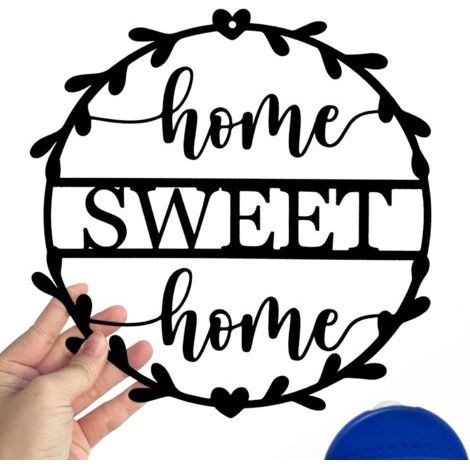 Metal Home Sweet Home logo Wall Art decor pour afficher la décoration de salon de chambre à coucher intérieure, noir (1/5)