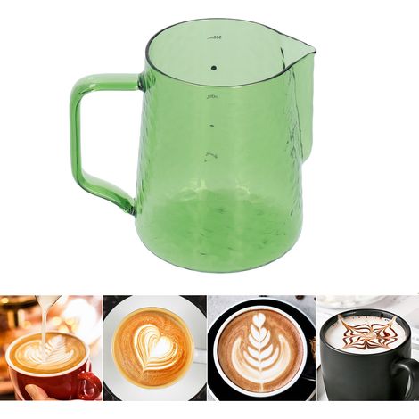Cafetière à latte art de 500 ml pour espresso, vapeur, café, lait et mousse (verte) (1/5)