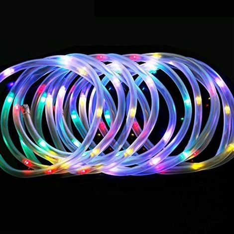 Guirlandes lumineuses solaires à l'extérieur,tube de lumière solaire 12M 100 LED,Chaîne lumineuse solaire étanche marche / arrêt automatique à l'extérieur de la Chaîne lumineuse Lumières de Noël (colo (1/5)