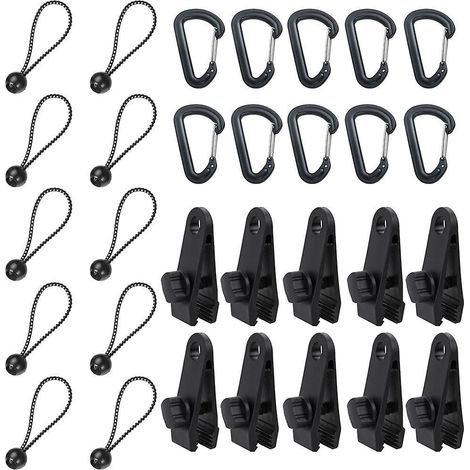 30pcs Clip De Bche Tente Pince Bche Auvents Clip Auvents Pince Tendeur Corde Lastique Lastique Pour Bche Ball Bungee Corde Pour Tentes, Couverture (1/5)