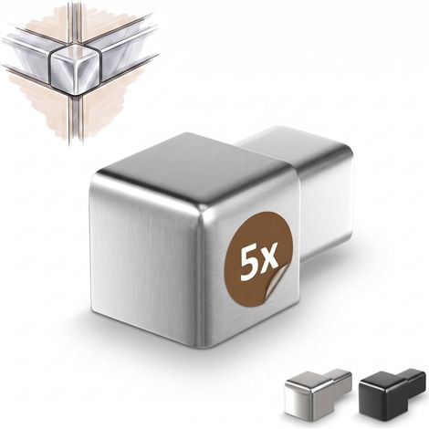 Dalsys Embout pour rail à carrelage profil carré en acier inoxydable, profil à carrelage - Brossé 12,5mm, 5 pièces