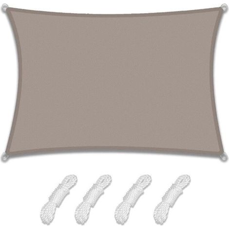 Waterproof rectangular shade sail, 98% UV protection sunblock fabric for balcony or garden. (1/3)