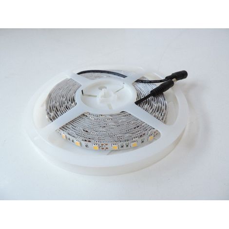 Ruban bandeau LED 14.4W/m blanc neutre 4000K longueur 5m alim 12V (non incl) 60leds/m interieur IP20 (1/2)